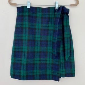 J. Crew Wool Blend Tartan Plaid Wrap Skirt Size 00